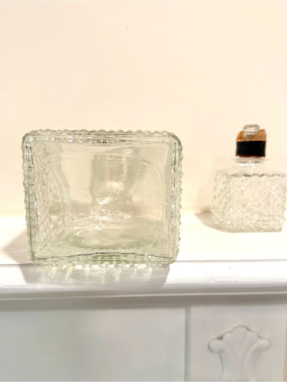 Vintage I. W. Harper Diamond Point Clear Glass Decorative Liquor Decanter 60s
